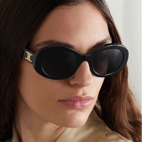 celine gold sunglasses oval|celine triomphe 52mm oval sunglasses.